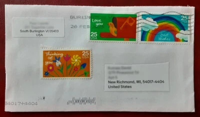 US 1988 25c Special Occasion On 2025 Cover VT to WI Scott 2396-8 VF 6422-1 - Image 1 of 2