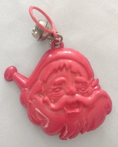 VTG 80's Red Santa Clip On Charm with Bell For 1980's Plastic Charms Necklace - Picture 1 of 2