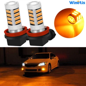 2X Amber Yellow H11 H8 Car Truck Pickup Fog Lights Driving Lamps 92SMD LED Bulbs - Picture 1 of 11