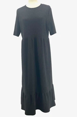 Vestido midi Zara para mujer en capas L carbón espiga manga corta gótico bruja Foto 1 de 4