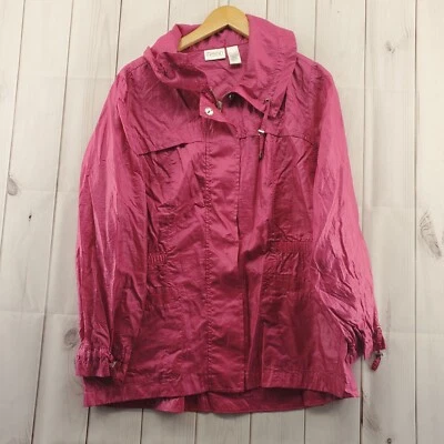 Chaqueta cortavientos Zenergy Chico's 2 para mujer mediana rosa cremallera vintage Foto 1 de 4