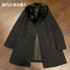 BURBERRY BLACK LABEL Woman's pea coat Black Size 40/US:S Authentic - Picture 1 of 10