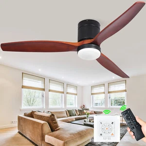 60 Inch Low Profile Ceiling Fan with Lights Remote Flush Mount Fan Light 6 Speed - Picture 1 of 10