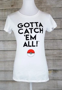 Pokemon Women's T-Shirt Tee Top Short Sleeve Gotta Catch 'Em All Pokemon White M - Picture 1 of 6