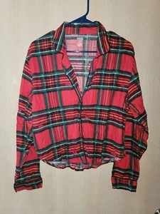 Pink By Victoria Secret Sleepwear Pajama Top Button-Down Size Medium - Picture 1 of 6