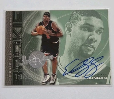 2001 Upper Deck Inspirations /275 Eddy Curry Tim Duncan #109 Rookie Auto RC HOF - Image 1 of 2