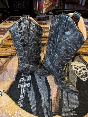 Botas vaqueras de colección para mujer Corral Vintage A1070 con incrustaciones de lentejuelas negras talla 8,5 M Foto 1 de 4