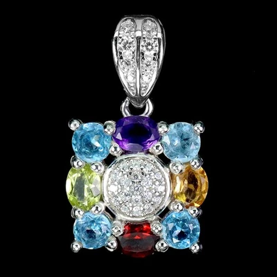 Colgante de plata de ley 925 ovalado citrino 4x3 mm topacio amatista piedras preciosas joyería Foto 1 de 4