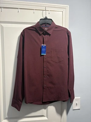 Nuevo Apt. para hombre Camisa de vestir 9 granate con botones. Etiquetas de ajuste estándar. Foto 1 de 2