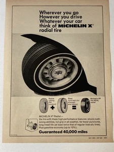 1969 Michelin X Tire Print Ad Radial Guaranteed 40,000 Miles - Picture 1 of 2