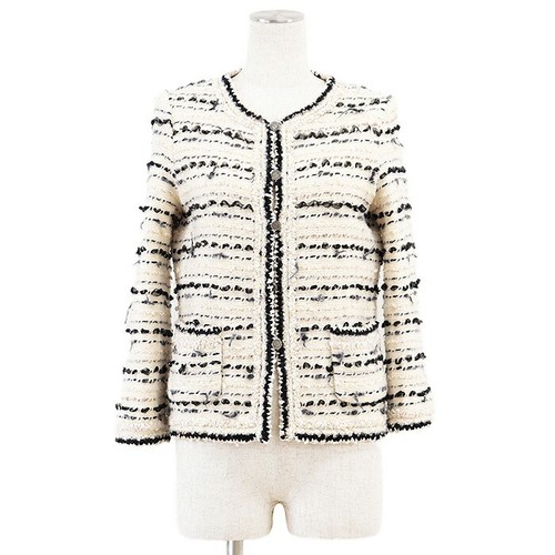 Giacca Chanel 05A P26658 maglia tweed paillettes lana cashmere firma logo Coco Uy