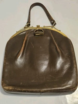 Magnifique Ancien Sac Vintage En Cuir - Photo 1/4