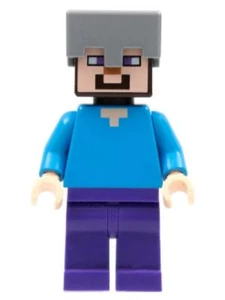 LEGO® Minifig min016 - Steve - Dark Purple Legs, Flat Silver Helmet - Picture 1 of 1