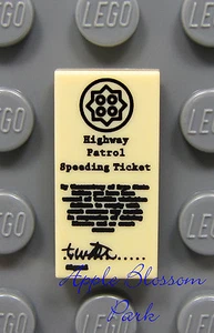 NEW Lego City Minifig SPEEDING TICKET 1x2 TAN DECORATED TILE Police/State Patrol - Picture 1 of 3
