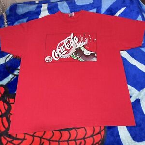 Vintage 2000s Coca-Cola Classic Glass Bottle Box Logo Red T-Shirt Size XL