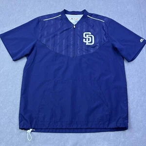 Majestic MLB San Diego Padres 1/4Zip Pullover Dugout Short Sleeve Windbreaker XL - Picture 1 of 13