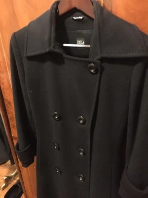 Womans Black Cinzia Rocca Italian DesigneDouble Breasted Angora Wool Coat Size 6 - Image 1 of 4