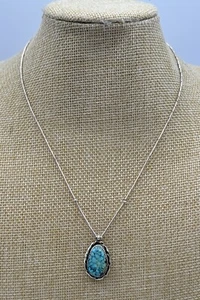 Vintage Navajo Sterling mit Türkis Anhänger Halskette signiert "RA 77" 16" L - Bild 1 von 4