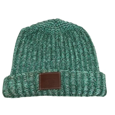 Love Your Melon Adult Ribbed Knit Beanie Hat Teal Green Cuff Slouchy Warm Winter - Image 1 of 4