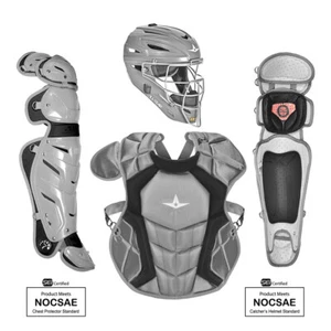 All Star System 7 Adult 16+ Catchers Gear Set NOCSAE CKCCPRO1 - Argento - Foto 1 di 1