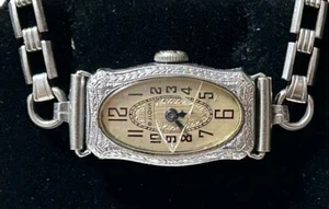 VINTAGE 1924 BULOVA "Geraldine" 14K WHITE GOLD FILLED ART DECO WATCH WORKING! - Bild 1 von 23