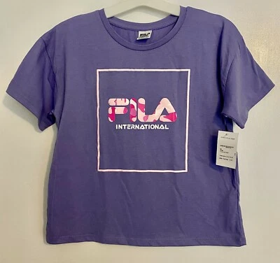 Camiseta de malha feminina FILA INTERNATIONAL manga curta - Tamanho grande (14-16) - Imagem 1 de 3