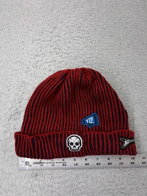 The Children's Place Gorro Toque Juvenil Talla Única Rojo Tejido Parche Forrado a Rayas Foto 1 de 4