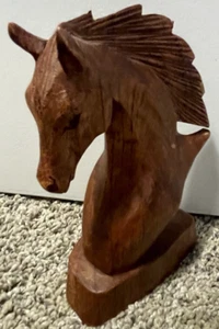 Wooden Horse Head Hand Carved 6.5" Unmarked Rustic Animal Figure - Picture 1 of 7