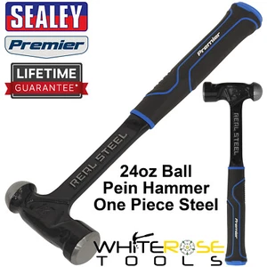 Sealey Ball Pein Hammer 24oz 680g One Piece Steel Head Shaft Premier Rubber Grip - Picture 1 of 3