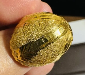 PURE 21K 875 Yellow Real Fine Saudi Gold Unique Style Dome Ring Fits 6/6.5” 3.1g - Picture 1 of 24