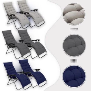 Zero Gravity Garden Chair Set of 2 Outdoor Sun Lounger Recliner Padded Cushions - Picture 1 of 24
