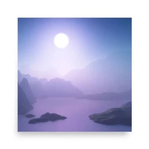 10 x 10 Purple Mountain Sunset Landschaft Poster Matte Oberfläche Pastell Druck - Bild 1 von 10