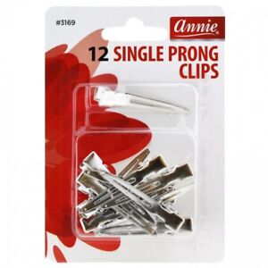 ANNIE SINGLE PRONG CLIPS 12 PCS #3169 DURABLE METAL HAIR CLIP