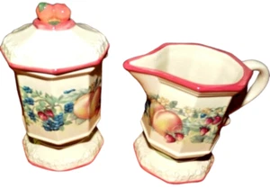 Avon "Sweet Country Harvest" Ceramic Sugar Bowl & Creamer set Fruit Design  - Picture 1 of 7