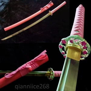 Pink sty 1095 carbon steel sharp blade Japanese samurai sword white flower saya - Picture 1 of 8