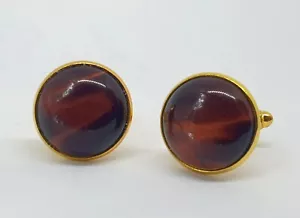 Luxury semi-precious gemstone cufflinks, Namibian Red Tiger's Eye stones - Picture 1 of 6