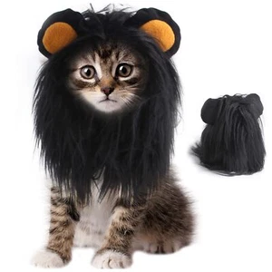 Cat Halloween Costumes- Black Lion Mane Wig Pet Costumes Hat for Halloween Ch... - Picture 1 of 5