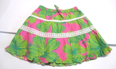 GIRLS LILLY PULITZER PINK & GREEN FLORAL LEAF CHROCHET KNIT TIER SKIRT SIZE 10 - Image 1 of 2