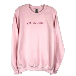 Get In Loser Übergröße 2XL Sweatshirt Mean Girls Rundhals Pullover Rosa Einfarbig - Bild 1 von 9