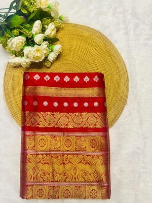 Indian Saree Bollywood Blouse Wedding Designer Sari Pakistani Silk Party Wear - Image 1 of 4