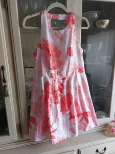 I.N.C. Women's Halter-Neck White & Coral Sheath Silhouette Dress Size 10 Petite  - Picture 1 of 6