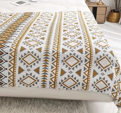 Southwestern Geometric Throw Blanket 60” x 44” Soft Knit Sofa Decor Boho Style - Image 1 of 4