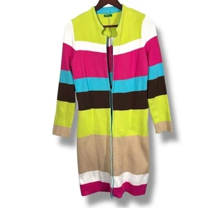 Made in Italy Of Benetton Striped Heavy Knit Long Cardigan Sweater - Picture 1 of 12