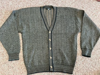 Bachrach Cardigan Sweater Mens XL Brown Geometric Knit Button Front - Image 1 of 4
