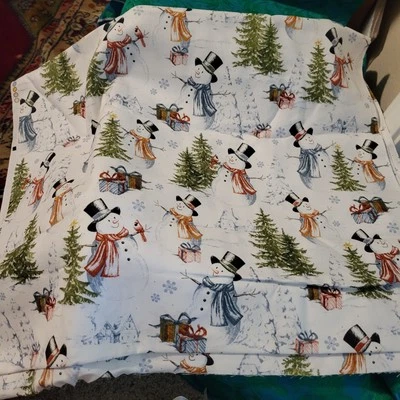 Muñeco de nieve Brother Sister 2021 diseño de tela # B115-TT-P03 sarga de algodón 4 yardas Foto 1 de 4