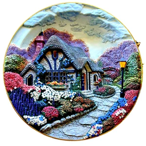 Thomas Kinkade Illuminated Cottage THE FLAGSTONE PATH Illuminated Plate 1994 - Picture 1 of 8