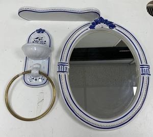 Herbeau Coquille French Cottage Lavabo 3 Piezas: Estante, Toallero y Espejo - Imagen 1 de 24