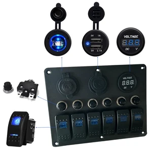 Panel Interruptor Balancín Impermeable 12V-24V Voltímetro Digital USB Interruptor de Cigarrillos - Imagen 1 de 8