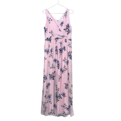Motherhood Maternity Pink Floral Chiffon Maxi Party Dress S Wedding Guest Formal - Image 1 of 4