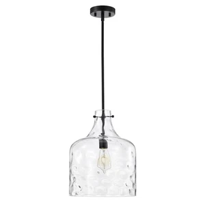 Daelan 12 in. 1-Light Indoor Matte Black Finish Pendant Light with Light Kit - Picture 1 of 4